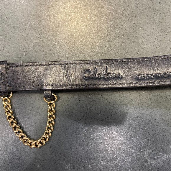Cole Haan Bracelet in Navy Leather with Gold-tone Buckle and Chain - Picture 3 of 3
